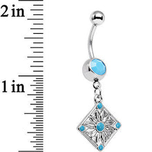 Load image into Gallery viewer, Faux Turquoise Treasured Emblem Dangle Belly Ring
