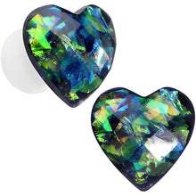 Load image into Gallery viewer, Multicolor Heart White Acrylic Saddle Plug Set 5mm to 00G
