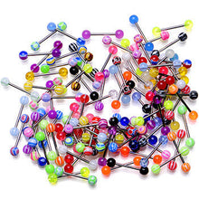 Load image into Gallery viewer, UV Acrylic Ball Steel Barbell Tongue Ring Set of 100
