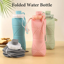 Load image into Gallery viewer, 600ml Folding Silicone Water Bottle Large Capacity Lightweight Sports Water Bottle Outdoor Travel Portable Water Cup Collapsible Water Bottle Silicone Foldable Water Bottles For Travel Easy-To-Carry Design
