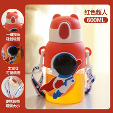 Load image into Gallery viewer, 600ml Kids Water Bottles Summer Cute High Beauty Straw Cup for Girls School Baby Leak proof Cartoon Children Water Bottle Water Bottle Cute Water Bottles for Girls Water Bottle with Straw and Adjustable Strap Portable Leakproof Bottles
