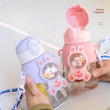 Load image into Gallery viewer, 600ml Kids Water Bottles Summer Cute High Beauty Straw Cup for Girls School Baby Leak proof Cartoon Children Water Bottle Water Bottle Cute Water Bottles for Girls Water Bottle with Straw and Adjustable Strap Portable Leakproof Bottles
