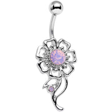 Load image into Gallery viewer, Pink Faux Opal Drop of Dalliance Framework Flower Belly Ring
