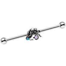 Load image into Gallery viewer, 14G Pink Green Blue Faux Opal Octopus Industrial Barbell 38mm

