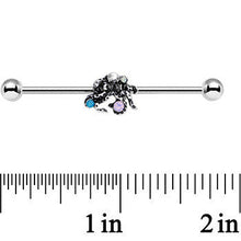 Load image into Gallery viewer, 14G Pink Green Blue Faux Opal Octopus Industrial Barbell 38mm
