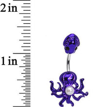 Load image into Gallery viewer, White Orb Pretty Purple Octopus Double Mount Belly Ring
