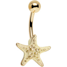 Load image into Gallery viewer, Gold PVD Undersea Studded Starfish Belly Ring
