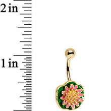Load image into Gallery viewer, Gold PVD Orange and Green Abstract Flower Belly Ring
