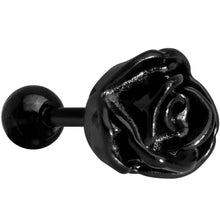Load image into Gallery viewer, 16G 1/4 Black PVD Romantic Rose Flower Cartilage Earring
