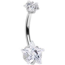 Load image into Gallery viewer, Clear Gem Dynamic Duo Super Star Internally Threaded Belly Ring
