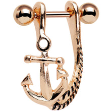 Load image into Gallery viewer, 3/8 Rose Gold Plated Toss Your Anchor Left Dangle Cartilage Earring
