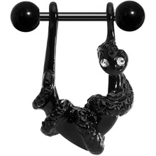 Load image into Gallery viewer, 16G 3/8 Black Plated Coiled Snake Right Dangle Cartilage Earring
