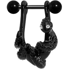 Load image into Gallery viewer, 16G 3/8 Black Plated Coiled Snake Right Dangle Cartilage Earring
