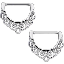 Load image into Gallery viewer, 14G 9/16 Stainless Steel Fancy Filigree Nipple Clicker Set
