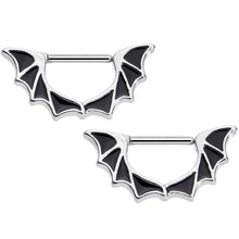 Load image into Gallery viewer, 14G 1/2 Stainless Steel Halloween Bat Wings Nipple Clicker Set
