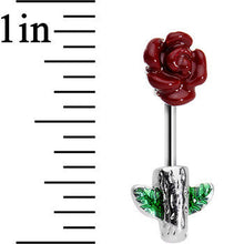 Load image into Gallery viewer, 16G 1/4 Steel Pick a Red Rose Flower Barbell Cartilage Earring
