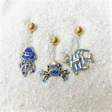 Load image into Gallery viewer, Aurora Gem Gold PVD Blue and Black Cutie Crab Belly Ring
