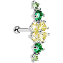 Load image into Gallery viewer, 16G 1/4 Yellow Green Jeweled Clover Left Ear Cartilage Earring
