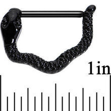Load image into Gallery viewer, 14G 9/16 Black Anodized Slithering Snake Nipple Clicker Set
