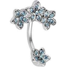 Load image into Gallery viewer, Aqua Blue Gem Flippy Flower Reversbile Top Mount Belly Ring
