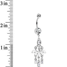 Load image into Gallery viewer, Clear Gem White Fan Chandelier Dangle Belly Ring

