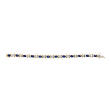Load image into Gallery viewer, 14K Yellow Gold 1.00 Cttw Alternating  Diamond and 6 1/2 Cttw Oval Blue Sapphire Link Bracelet (H-I Color, SI1-SI2 Clarity) - 7" Inches
