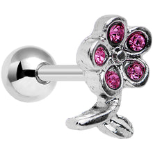Load image into Gallery viewer, 16G 1/4 Pink Gem Petal Flower Left Ear Cartilage Earring
