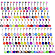 Load image into Gallery viewer, UV Acrylic Ball Steel Barbell Belly Button Ring Set of 100
