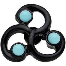 Load image into Gallery viewer, 1/4 Faux Turquoise Black Trinity Swirl Tragus Cartilage Earring
