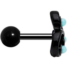 Load image into Gallery viewer, 1/4 Faux Turquoise Black Trinity Swirl Tragus Cartilage Earring
