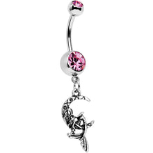 Load image into Gallery viewer, Pink Gem Moon and Ms Mermaid Dangle Belly Ring
