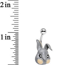 Load image into Gallery viewer, Glitter Gray Happy Easter Bunny Rabbit Belly Ring
