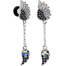Load image into Gallery viewer, 4G Aurora Black Gem Arial Angel Wings Dangle Plug Set

