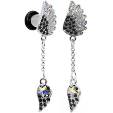 Load image into Gallery viewer, 2G Aurora Black Gem Arial Angel Wings Dangle Plug Set
