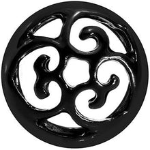 Load image into Gallery viewer, 0G Steel Black Filigree Duet Heart Saddle Plug Set
