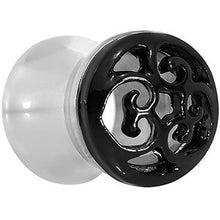 Load image into Gallery viewer, 0G Steel Black Filigree Duet Heart Saddle Plug Set
