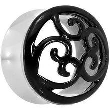 Load image into Gallery viewer, 20mm Steel Black Filigree Duet Heart Saddle Plug Set
