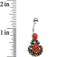 Load image into Gallery viewer, Red Orb Splash of Color Southwestern Elegant Drop Belly Ring
