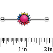 Load image into Gallery viewer, 14G Prismatic Sunburst Flower Industrial Barbell 38mm
