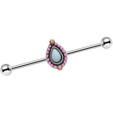 Load image into Gallery viewer, 14G Light Blue and Pink Pastel Teardrop Industrial Barbell 38mm
