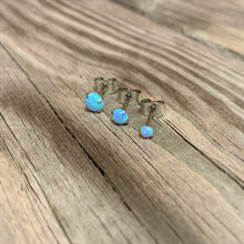 Load image into Gallery viewer, Light Blue Synthetic Opal Stainless Steel Post Stud Earring Pack Set of 3
