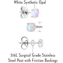 Load image into Gallery viewer, White Synthetic Opal Stainless Steel Post Stud Earring Pack Set of 3
