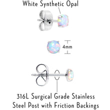 Load image into Gallery viewer, White Synthetic Opal Stainless Steel Post Stud Earring Pack Set of 3
