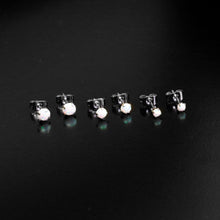 Load image into Gallery viewer, White Synthetic Opal Stainless Steel Post Stud Earring Pack Set of 3

