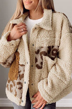 Load image into Gallery viewer, Comfortable Leopard Print Sherpa Jacket with Collared Neck And Functional Pockets Soft Women Jacket

