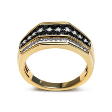 Load image into Gallery viewer, Men's 14K Yellow Gold Plated .925 Sterling Silver 1 1/2 Cttw White and Black Treated Diamond Cluster Ring (Black / I-J Color, I2-I3 Clarity) - Size 10
