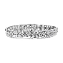 Load image into Gallery viewer, .925 Sterling Silver 3.00 Cttw Diamond Chevron Link Bracelet (I2-I3 Clarity, I-J Color) - Size 7.25"
