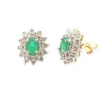 Load image into Gallery viewer, 2.06ct Emerald Diamond Earrings 14KT Yellow Gold
