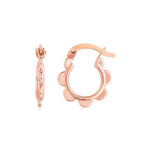 Load image into Gallery viewer, 14k Rose Gold Scalloped Hoop Earrings
