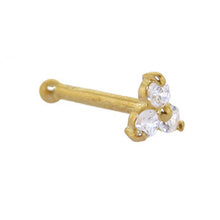 Load image into Gallery viewer, Solid 14K Yellow Gold Crystalline Gem Flower Nose Bone
